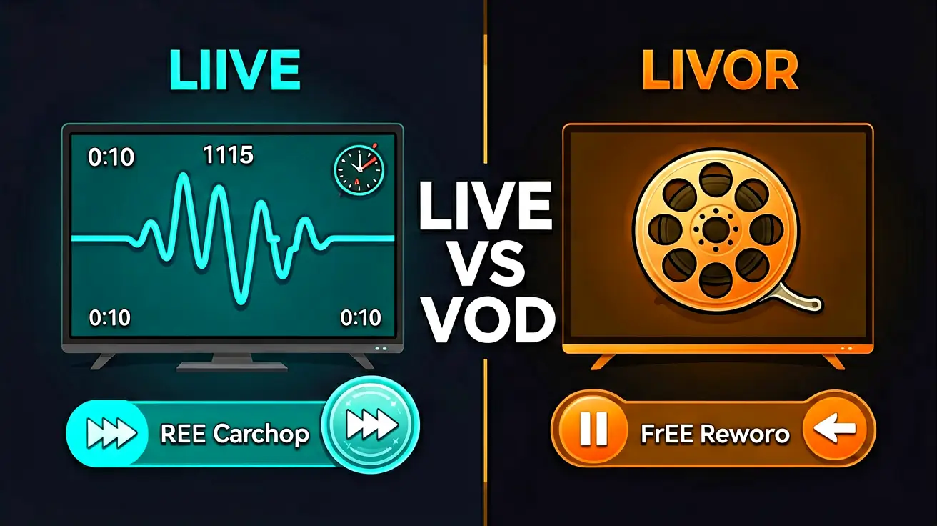 Live TV versus VOD comparison: continuous streaming with catch-up versus on-demand discrete file library